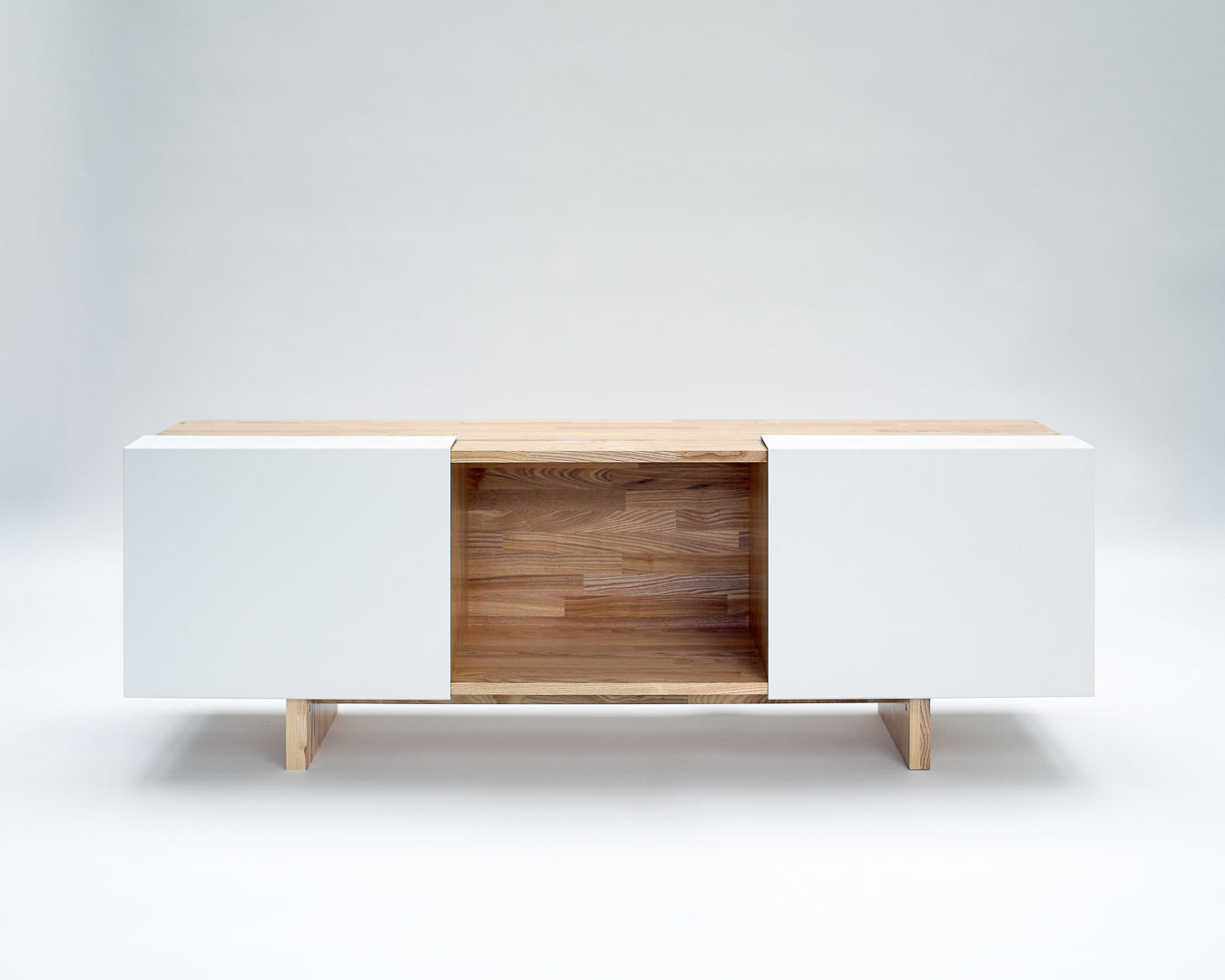 3X Shelf with Base- Ash, White Panels