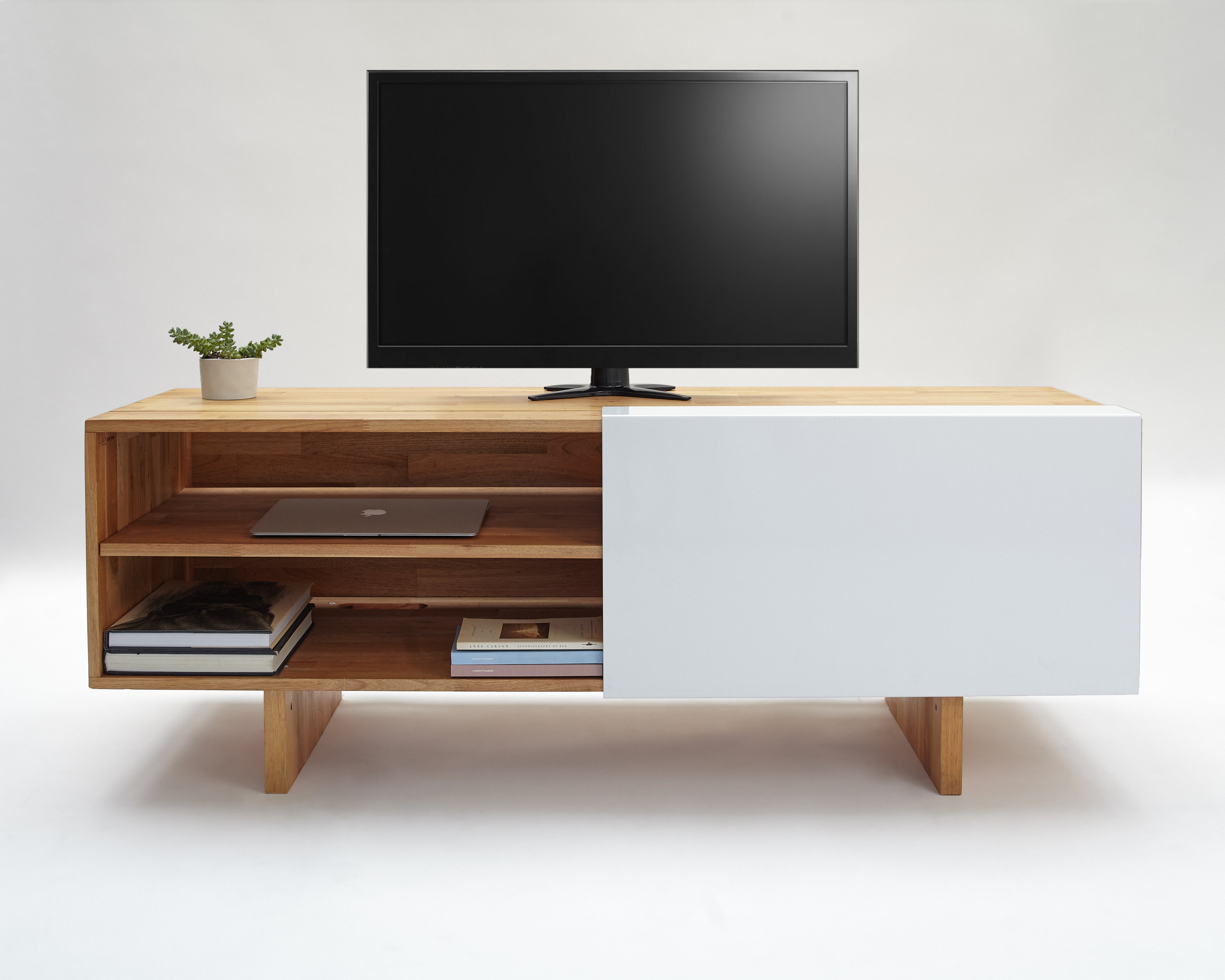 ENT Shelf- English Walnut, Gloss White Panel