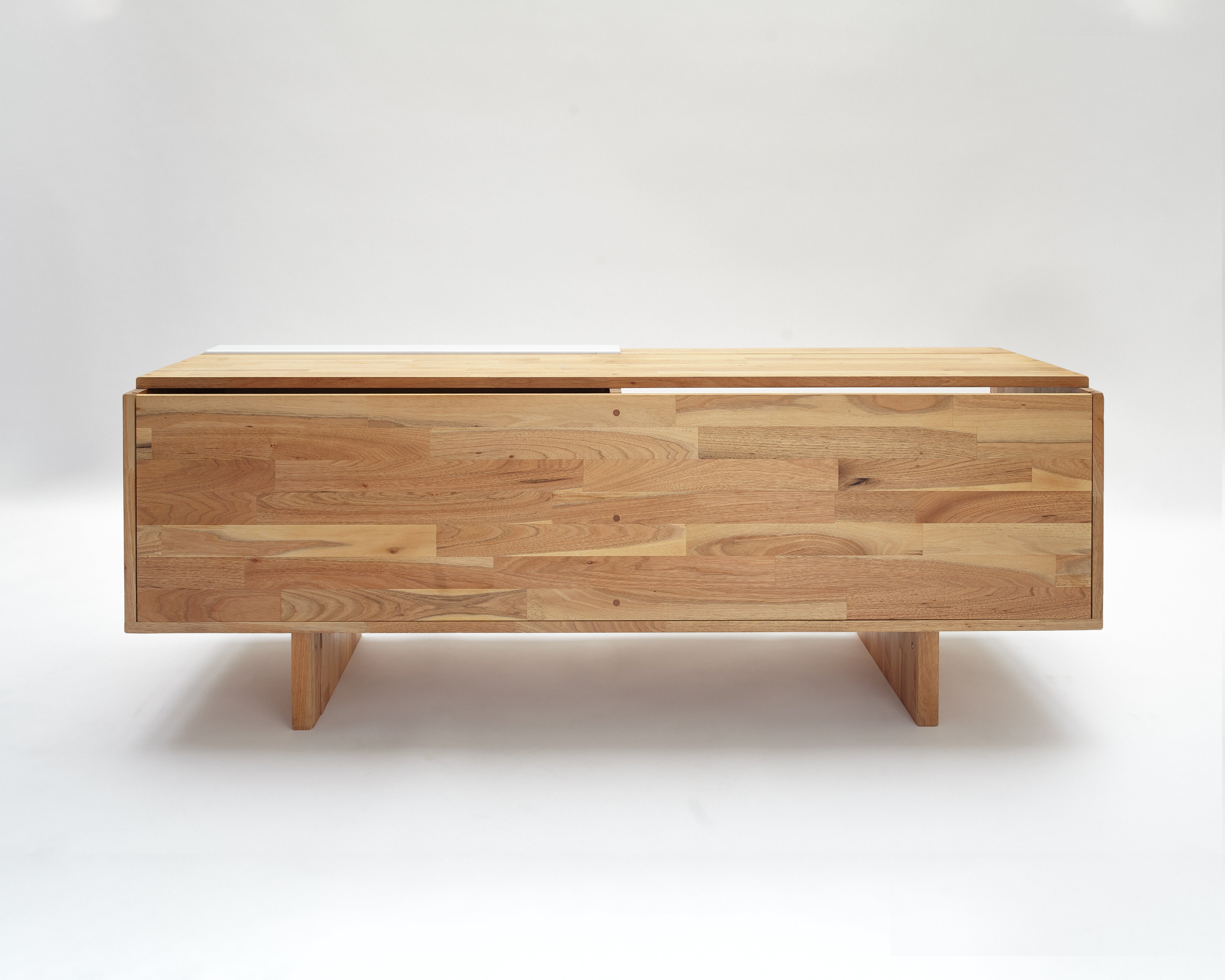 ENT Shelf- English Walnut, Gloss White Panel