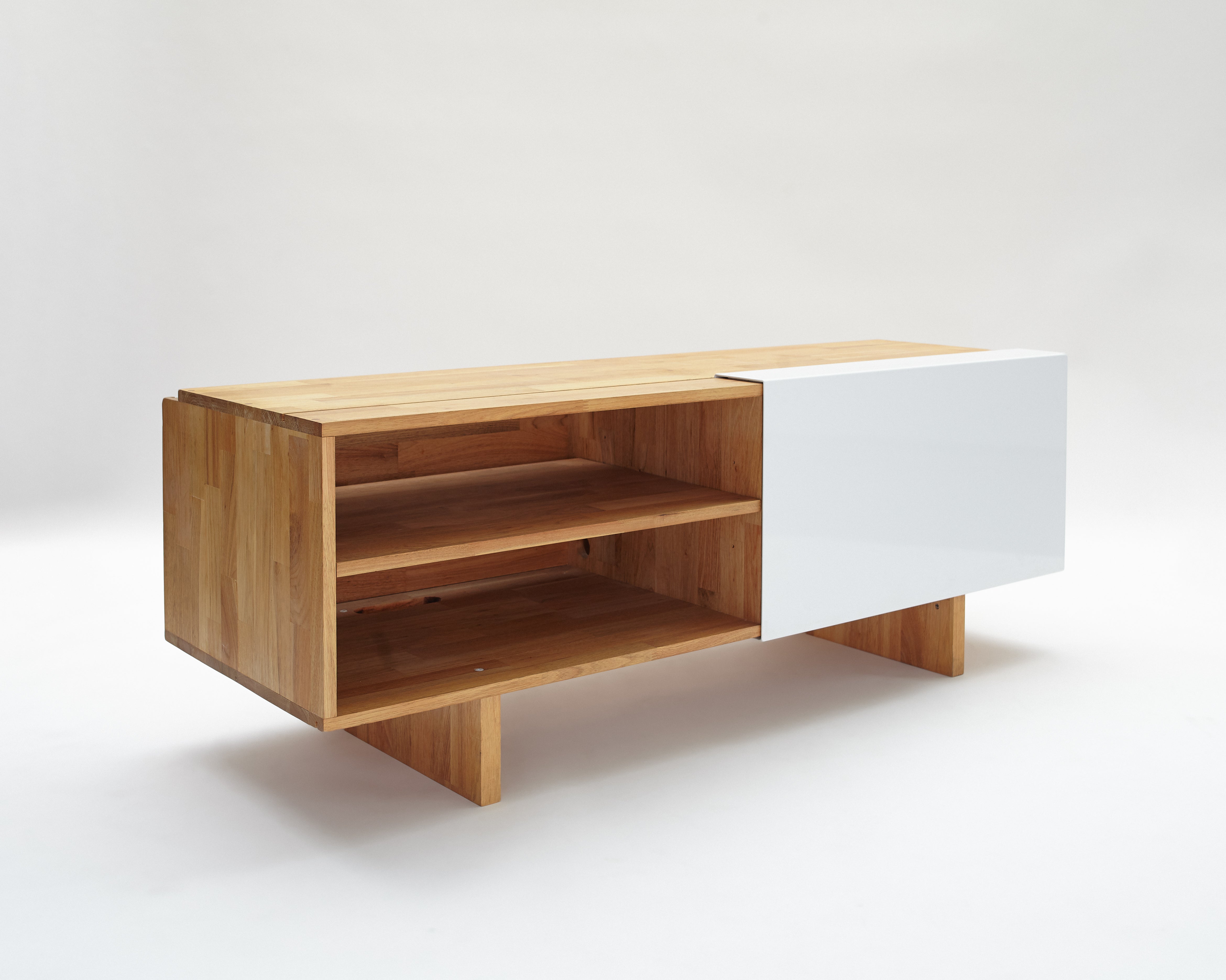 ENT Shelf- English Walnut, Gloss White Panel