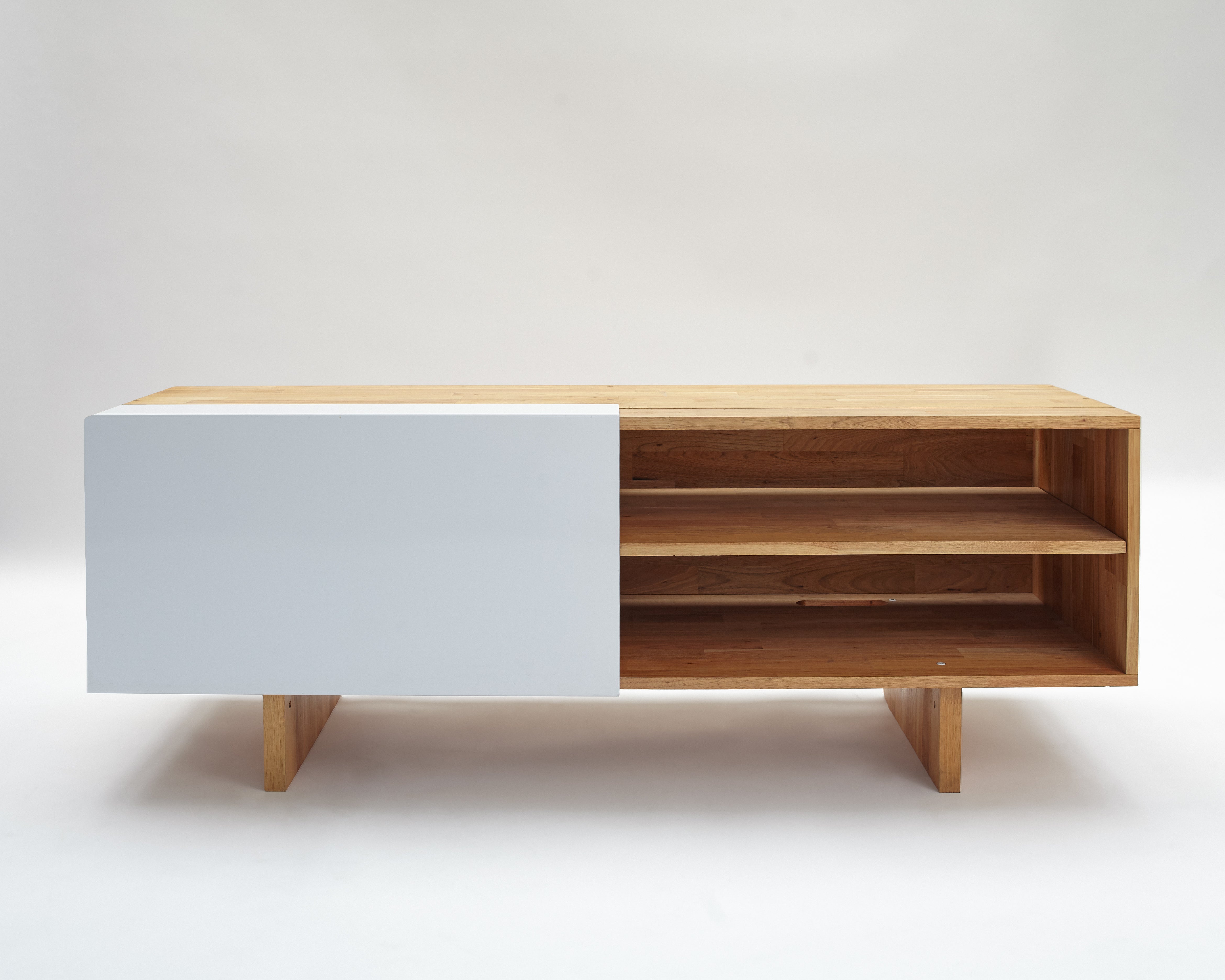 ENT Shelf- English Walnut, Gloss White Panel
