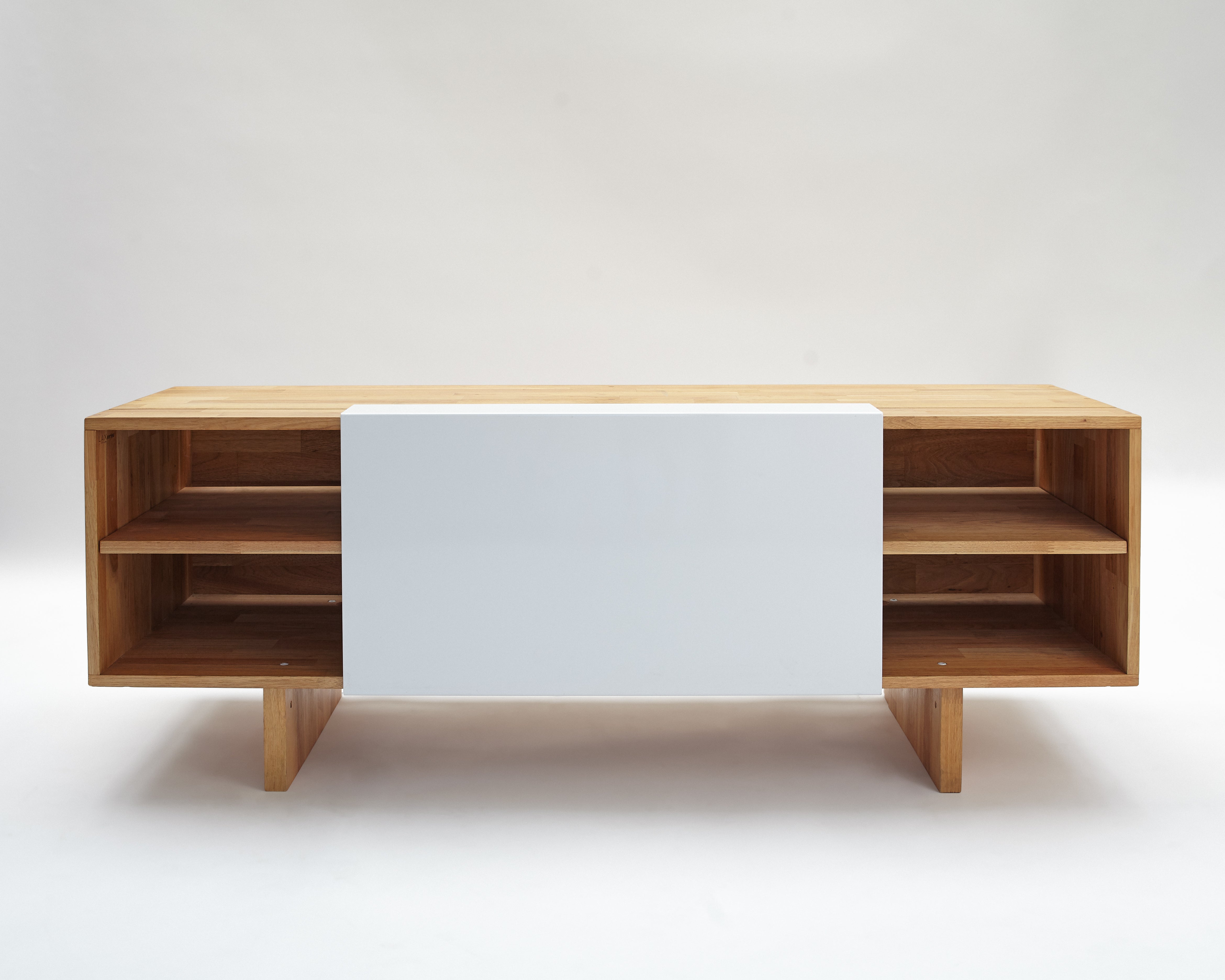 ENT Shelf- English Walnut, Gloss White Panel