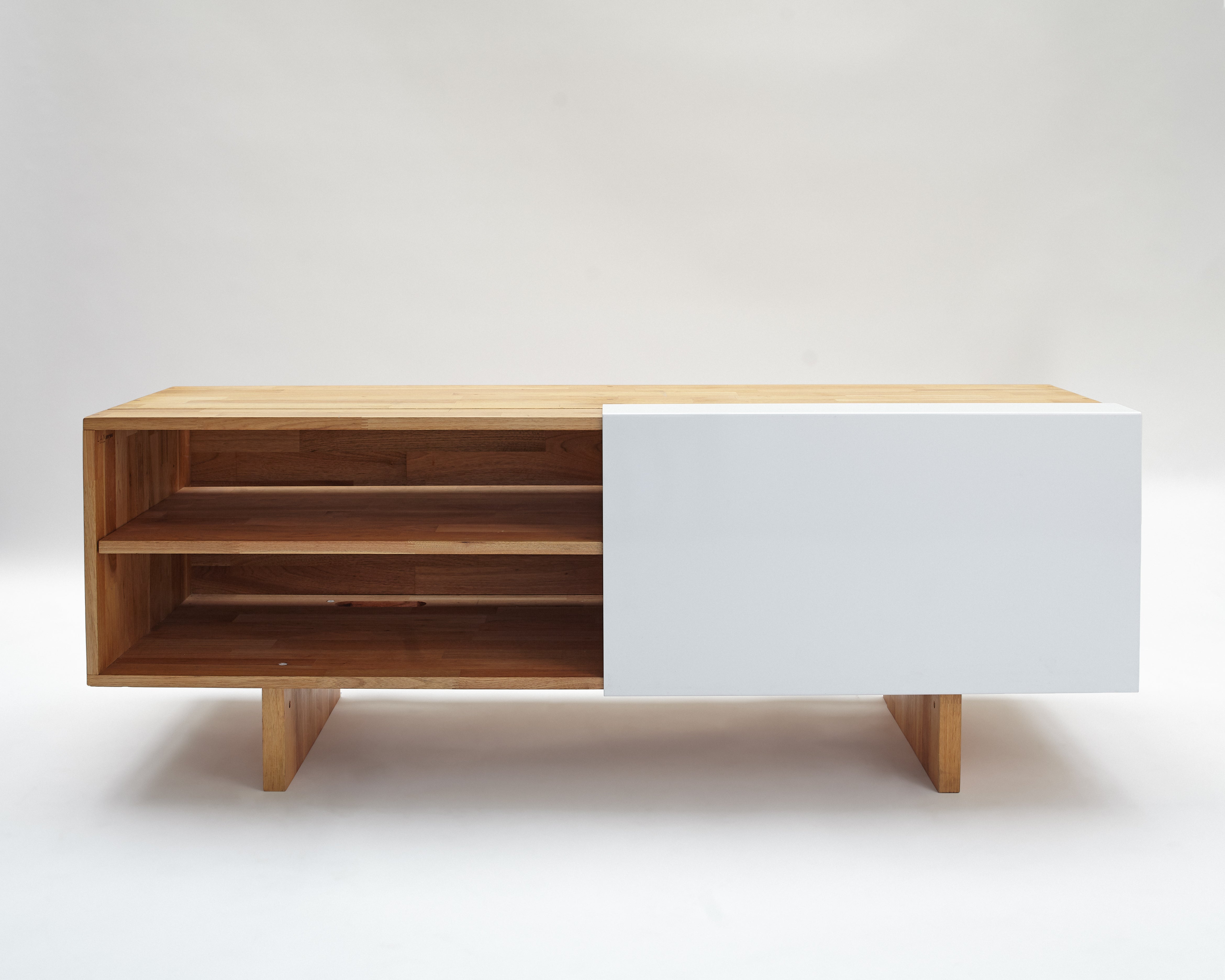 ENT Shelf- English Walnut, Gloss White Panel