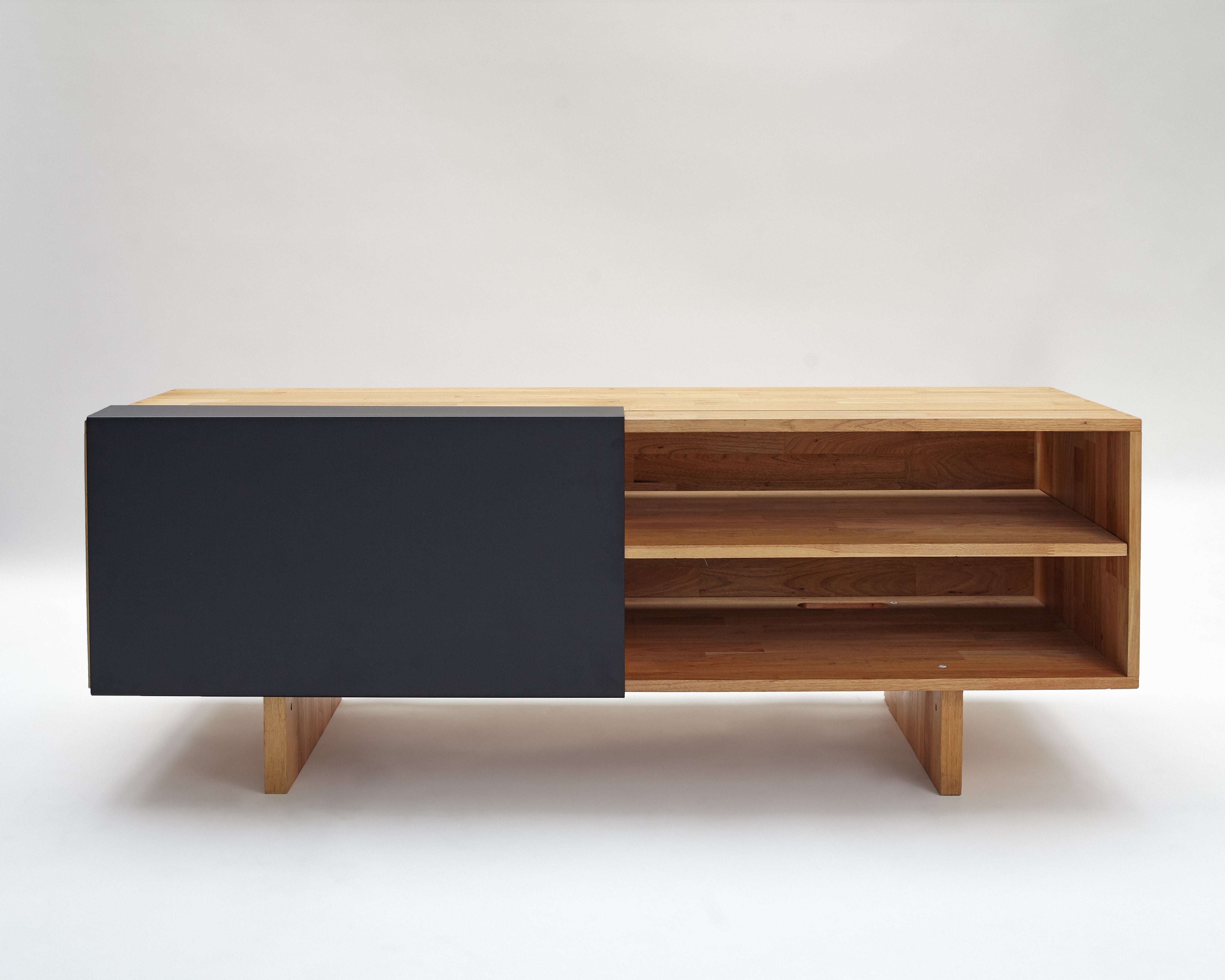 ENT Shelf- English Walnut, Matte Black Panel